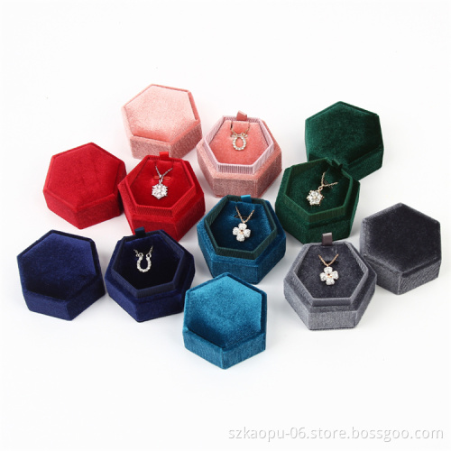 Octagonal Convex Edge Jewelry Box Customized Logo Leather Jewelry Ring Necklace Boxes